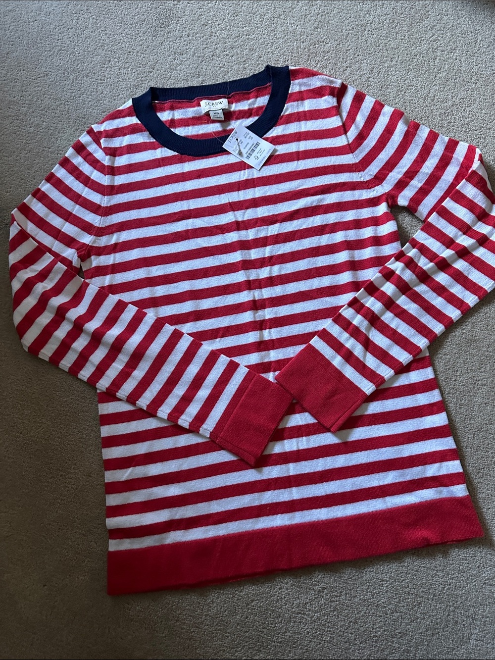 J. Crew Red & White Striped Long-Sleeve Sweater!